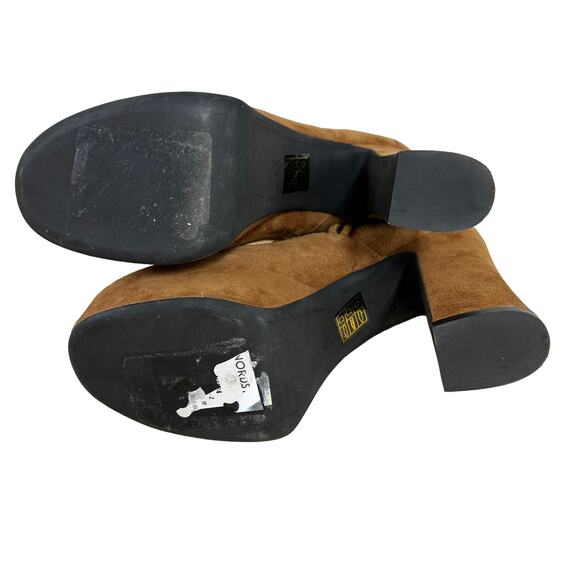 Jeffrey Campbell NWOB Platform Brat-Z Boot Tan Suede Size 6.5 Chunk Heel Leather - Picture 6 of 8